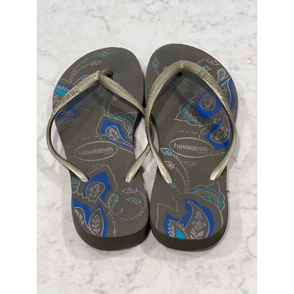 Havaianas Women’s Slim Flip Flops Sandals Size‎ 6 Gray Beach Coastal Resort City - Picture 2 of 7